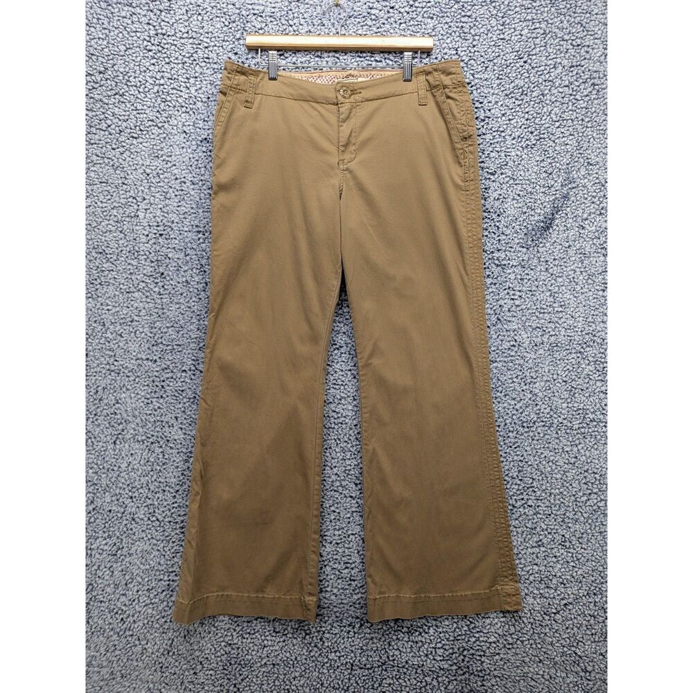 Y2K Old Navy Stretch Lowest Rise Chino Pants Size 14 Bootcut Flare Retro Beige